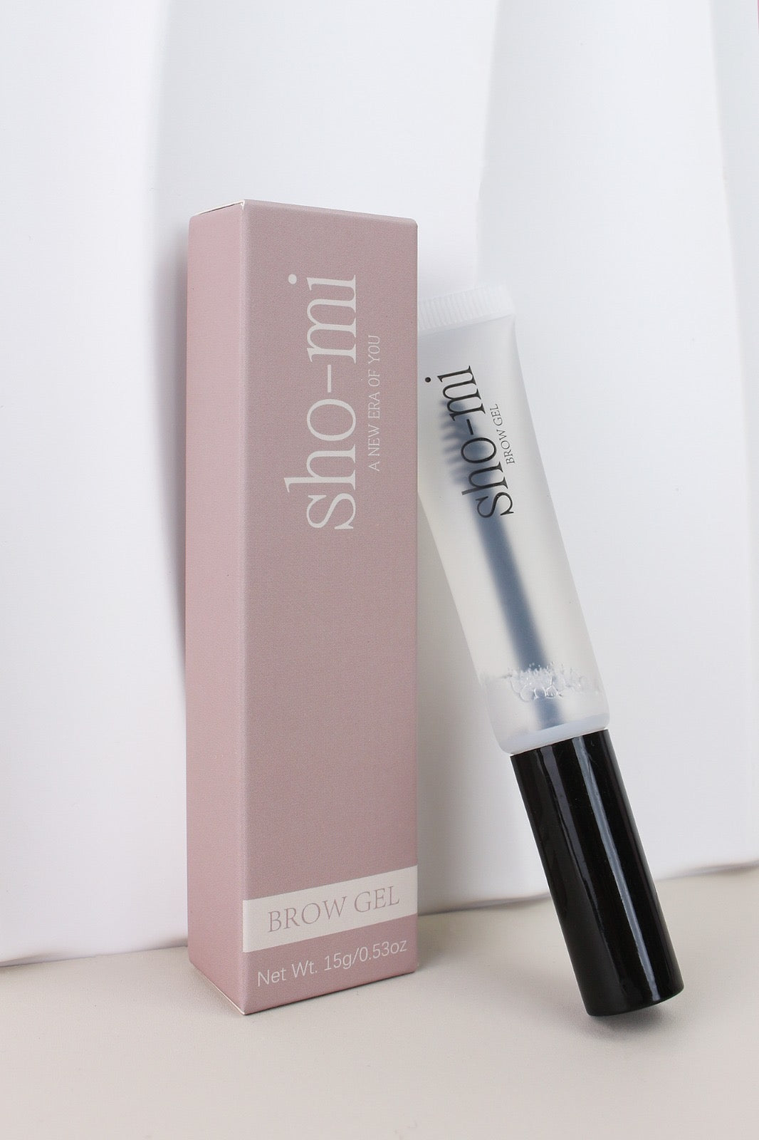 SHO-MI brow gel tube and packaging on white background