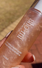 Close up image of SHO-MI body oil on blurred background